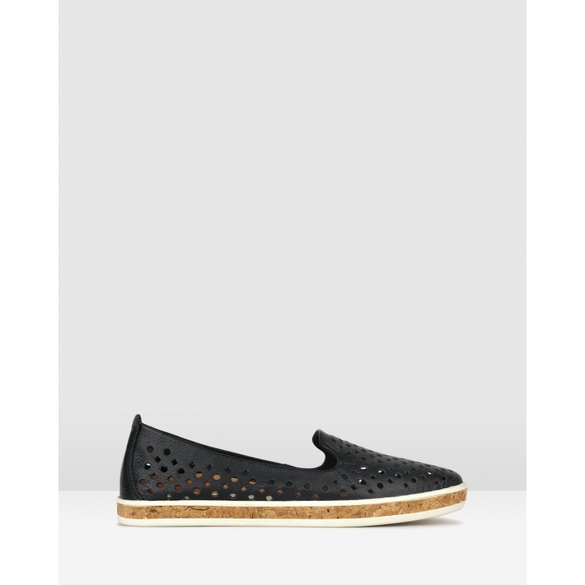 Louis Perforated Leather Loafers Black by Airflex
