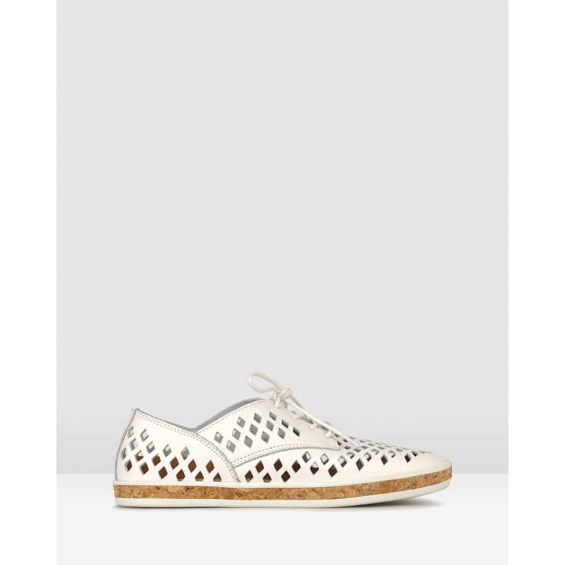 Lola Perforated Leather Lace Up Shoes White by Airflex