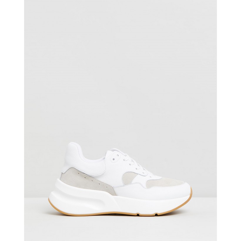 Sara Leather Sneakers White & Beige by Atmos&Here