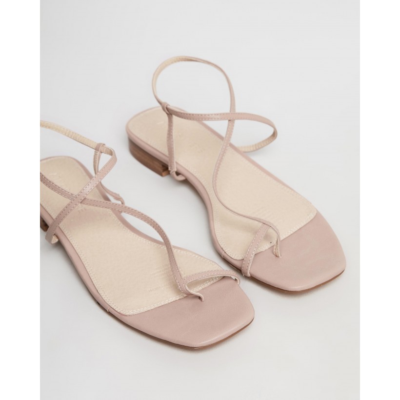 Florence Leather Sandals Nude Leather by Atmos&Here