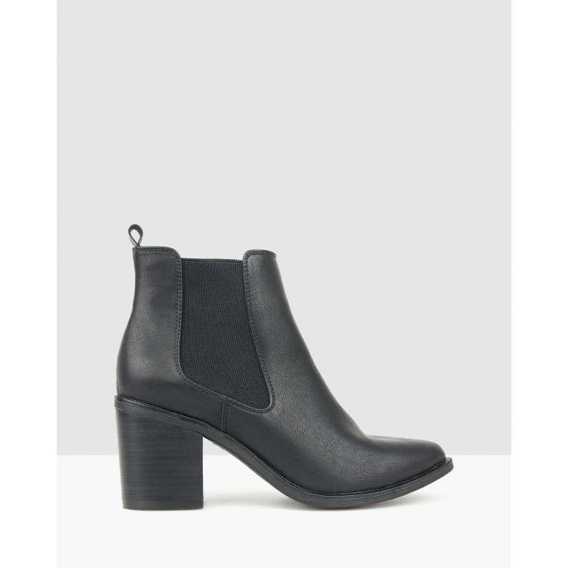 Pia Block Heel Ankle Boots Black by Betts