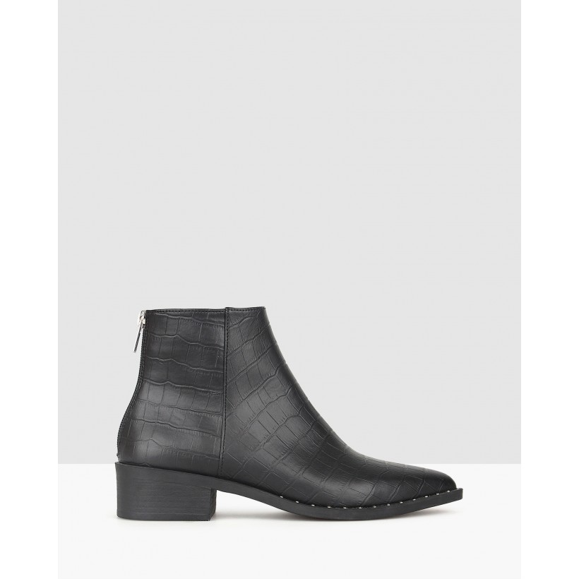 Tik Tak Studded Rand Boots Black Croc by Betts