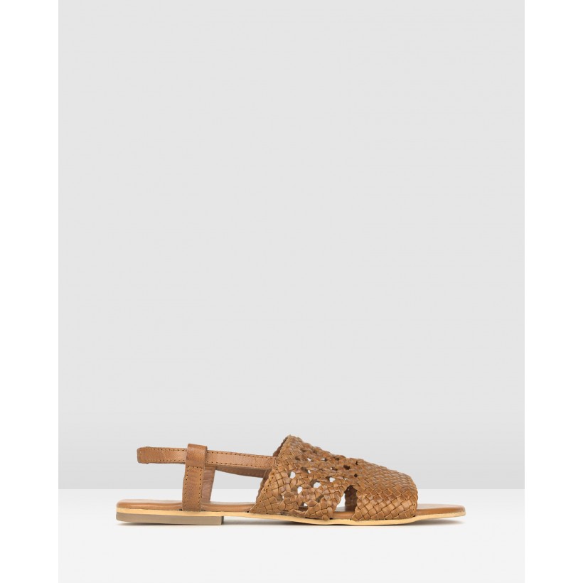 Jasper Woven Leather Sandals Tan by Betts