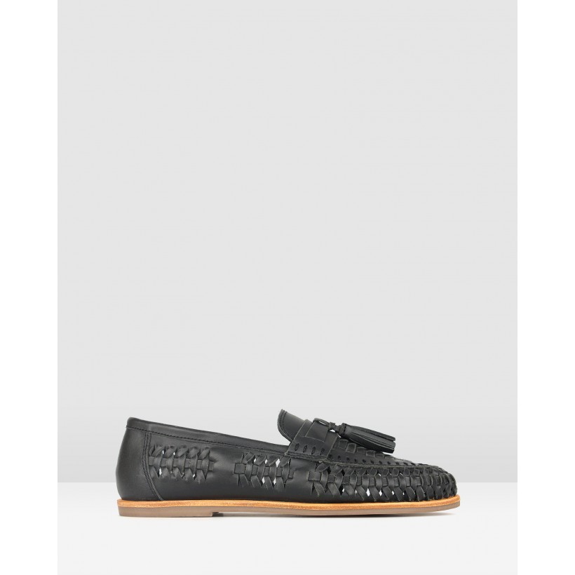 Lad Woven Leather Loafers Black by Betts