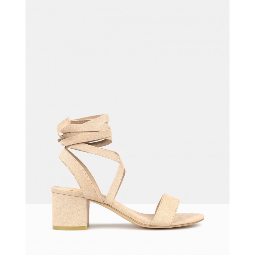 Chyna Lace-Up Block Heel Sandals Nude by Betts