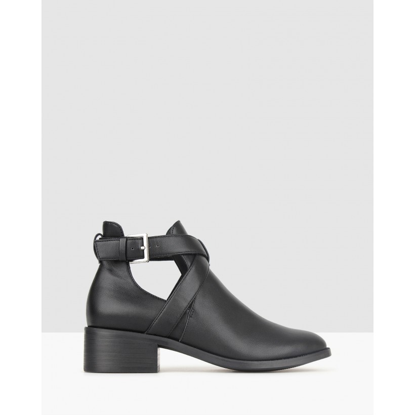 Darcy Cut Out Buckle Ankle Boots Black by Betts