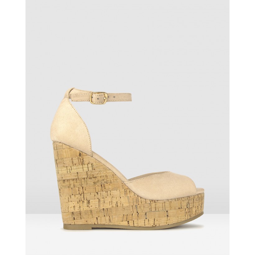 Stack Cork Platform Sandals Nude by Betts
