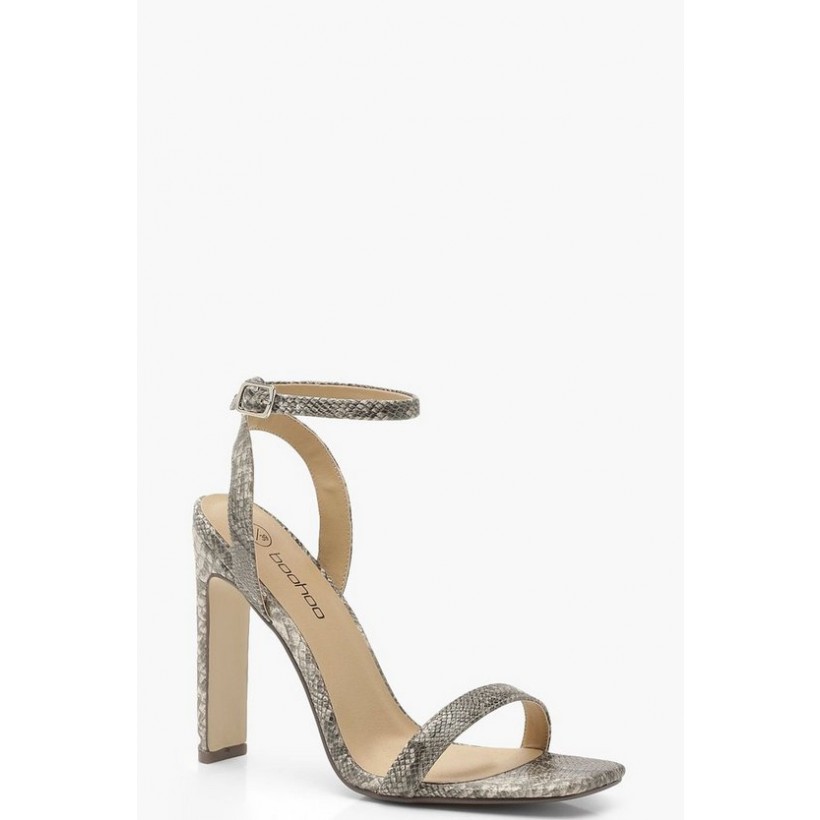 Wide Fit Snake Two Part Heels in Grey