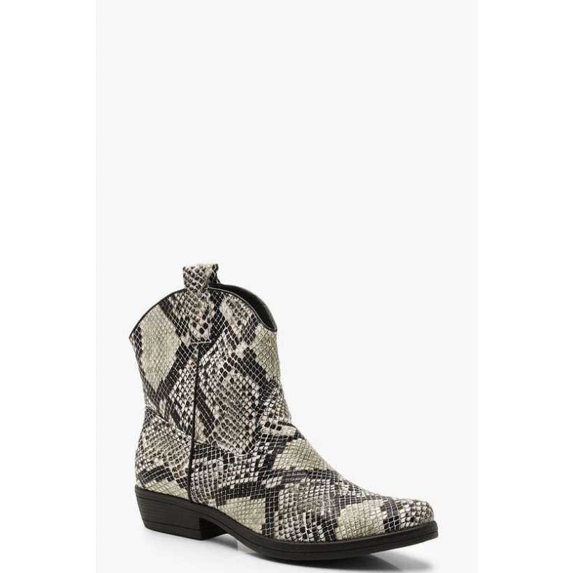 Snake Western Boots in Natural