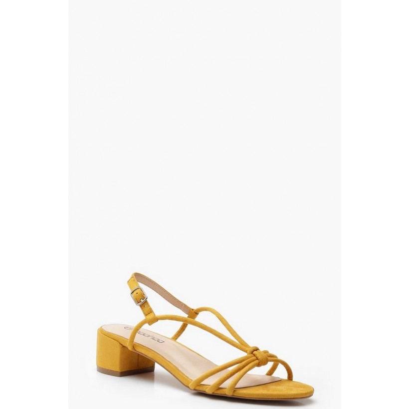 Knot Front Low Block Heels in Mustard