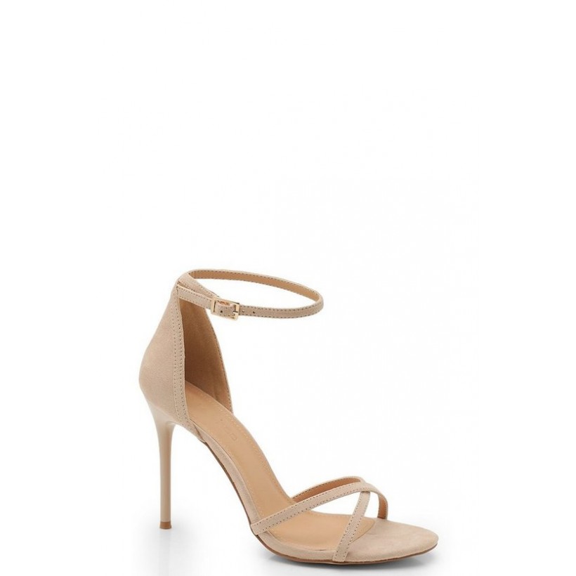 Cross Strap 2 Part Heels in Nude
