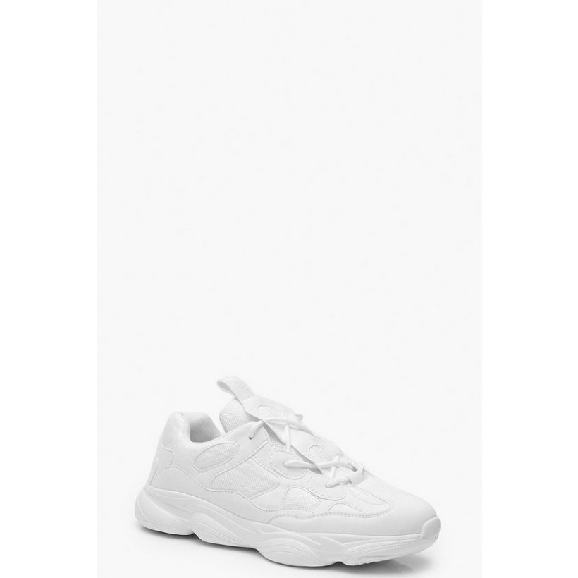 Lace Up Chunky Dad Trainers in White