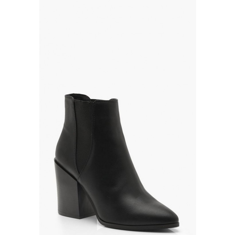 Pointed Chelsea Style Western Boots in Black