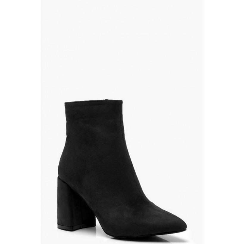Block Heel Shoe Boots in Black