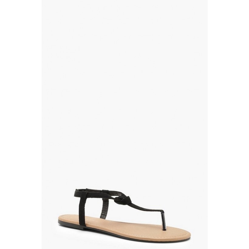 Basic Toe Post Sandals in Black