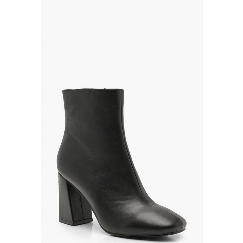 Flared Heel Shoe Boots in Black