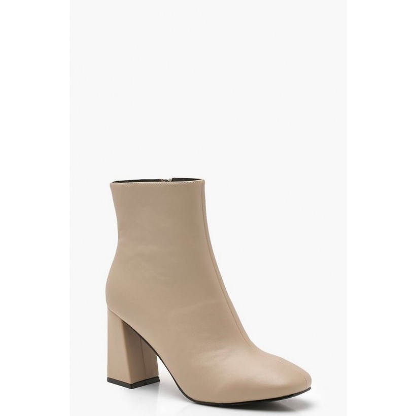 Flared Heel Shoe Boots in Natural