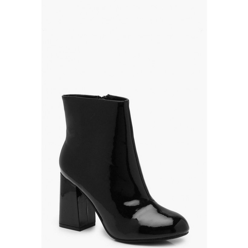 Extra Wide Fit Block Heel Shoe Boots in Black