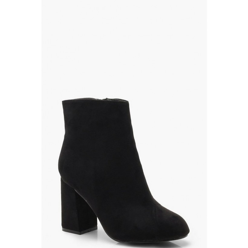 Extra Wide Fit Block Heel Shoe Boots in Black