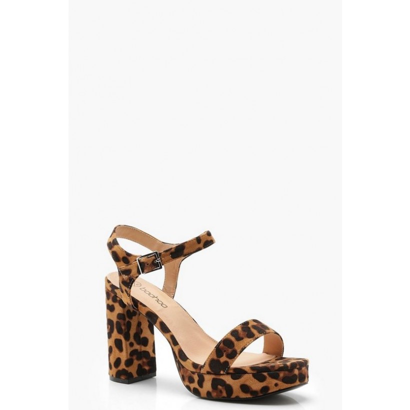 Wide Fit Leopard Two Part Platform Heels in Leopard