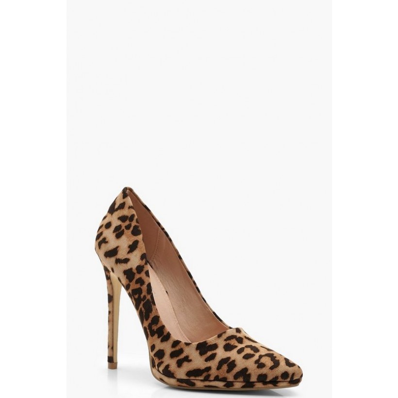 Platform Pointed Leopard Court Shoes in Leopard