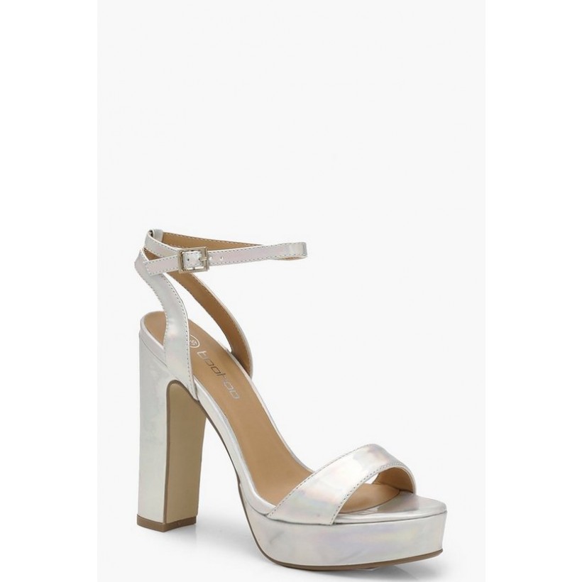 Metallic 2 Part Platform Heels in Silver