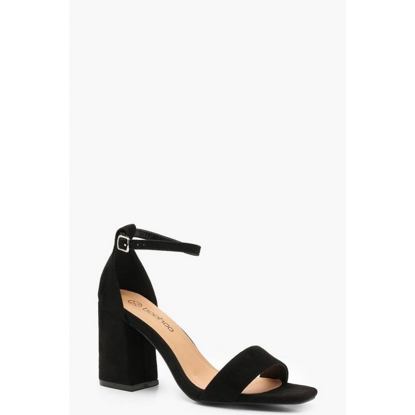 Wide Fit Square Toe Two Part Block Heels in Black