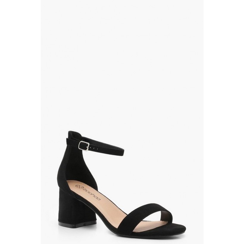 Extra Wide Fit Suedette Block Heels in Black
