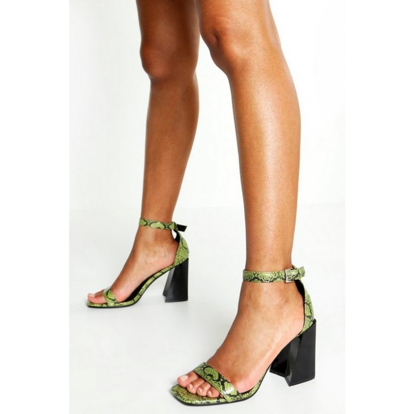 Snake Flare Block Heel 2 Parts in Lime