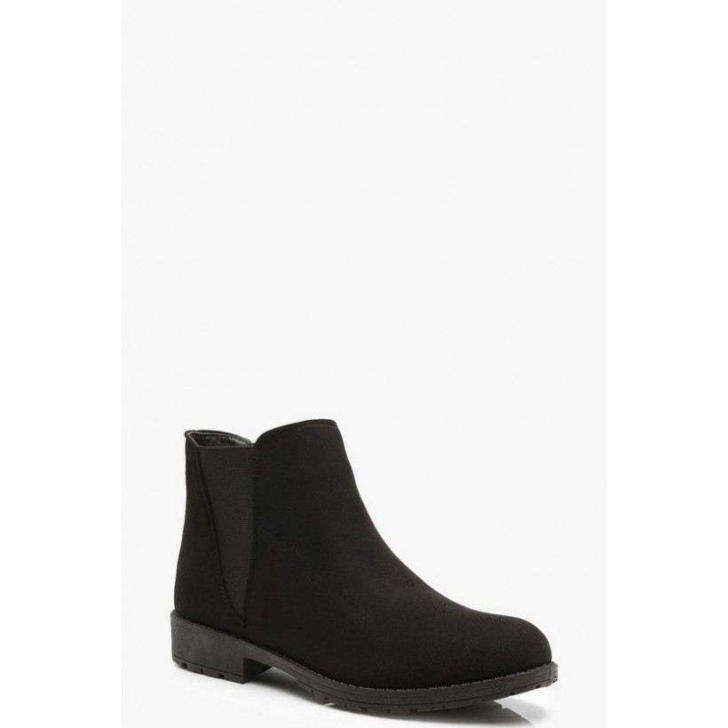 Chunky Cleated Chelsea Boots in Black