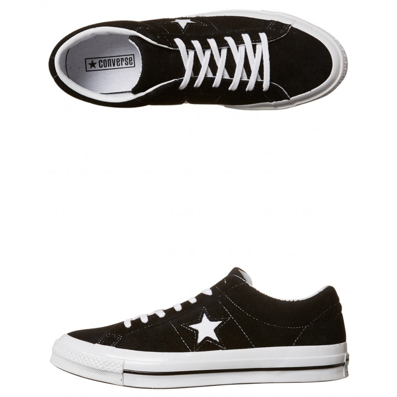 Mens One Star Suede Shoe Black By CONVERSE