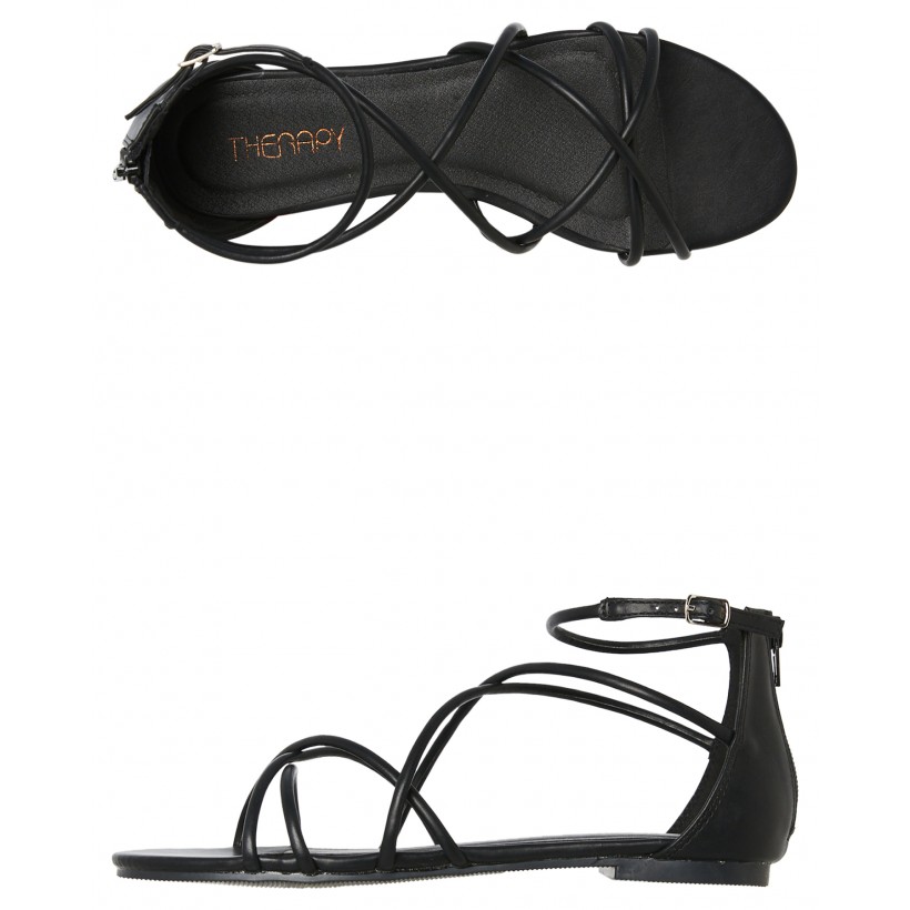 Womens Krome Sandal Black Smooth By THERAPY