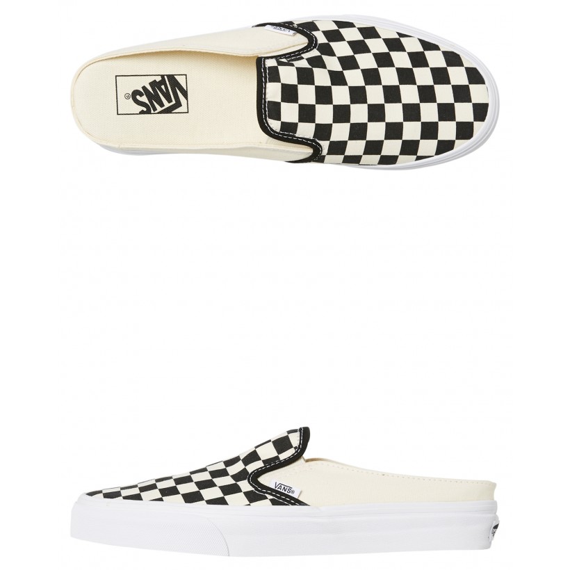 Womens Classic Slip On Mule Checkerboard Black True White By VANS