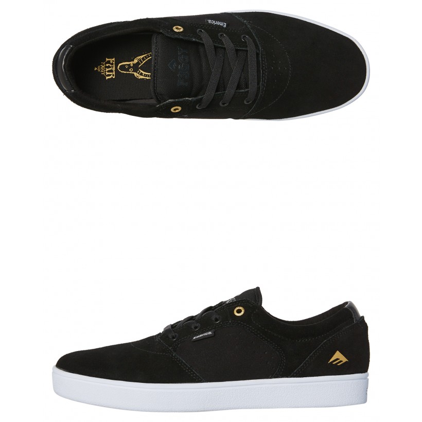 Figgy Dose Suede Shoe Black White Gold By EMERICA