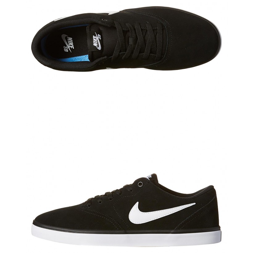 Sb Check Solarsoft Suede Shoe Black White By NIKE