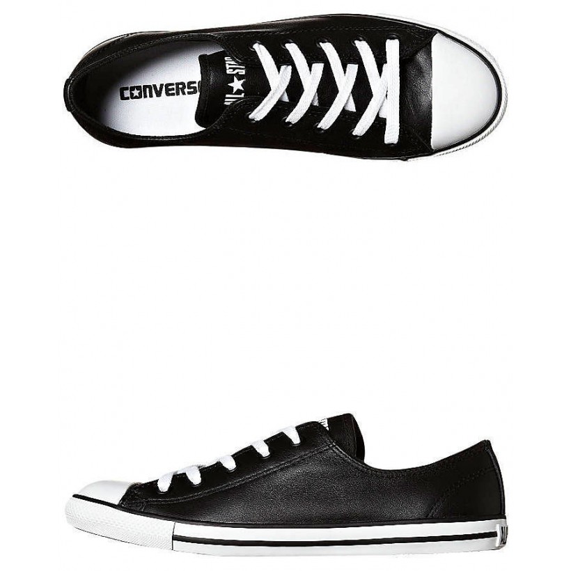 Chuck Taylor Womens All Star Dainty Leather Shoe Black By CONVERSE