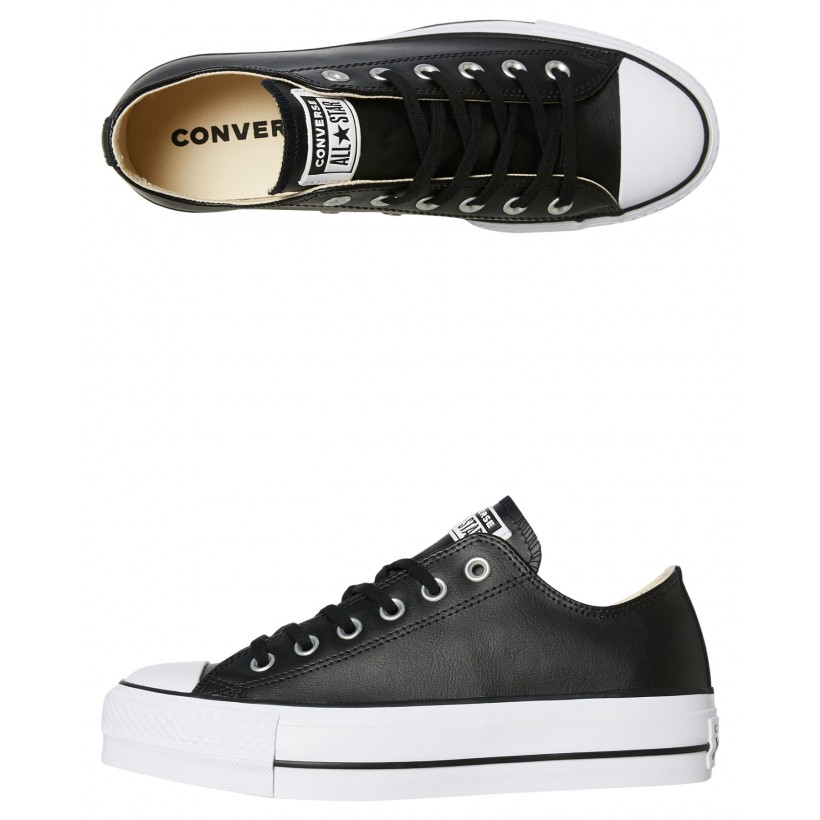 Chuck Taylor All Star Leather Platform Shoe Black By CONVERSE