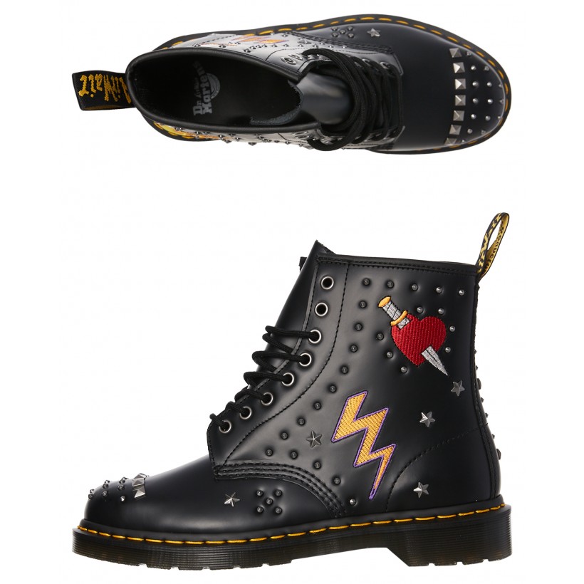 Womens 8 Eye Stud Boot Black By DR. MARTENS