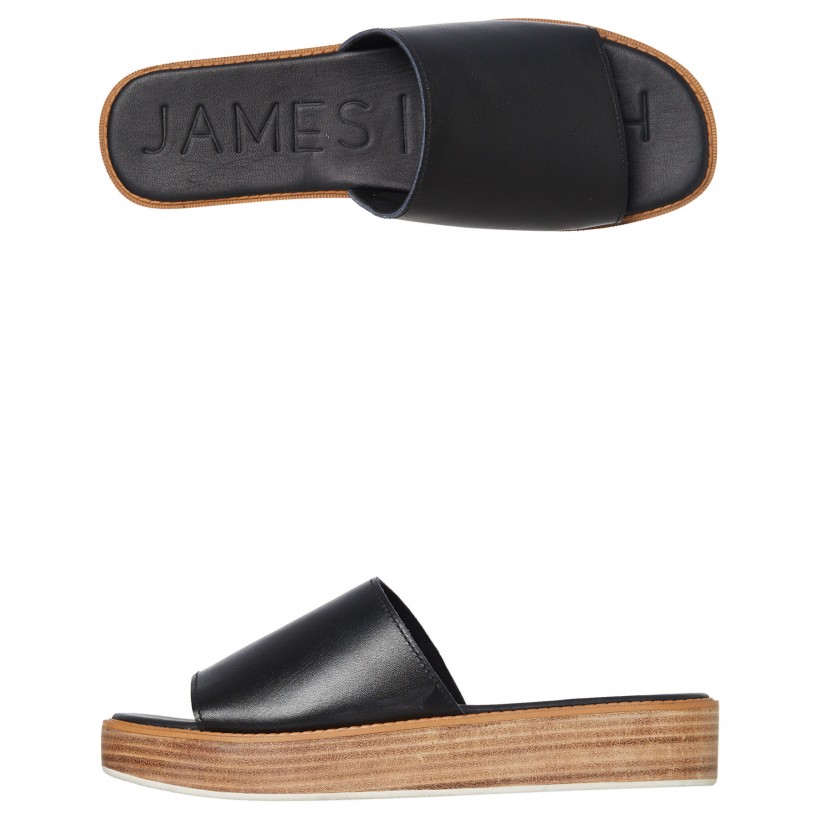 Stevie Wooden Stacked Slide Black By JAMES SMITH