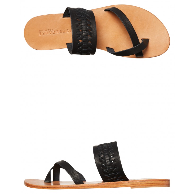 Womens Sema Leather Slide Black By JUST BECAUSE