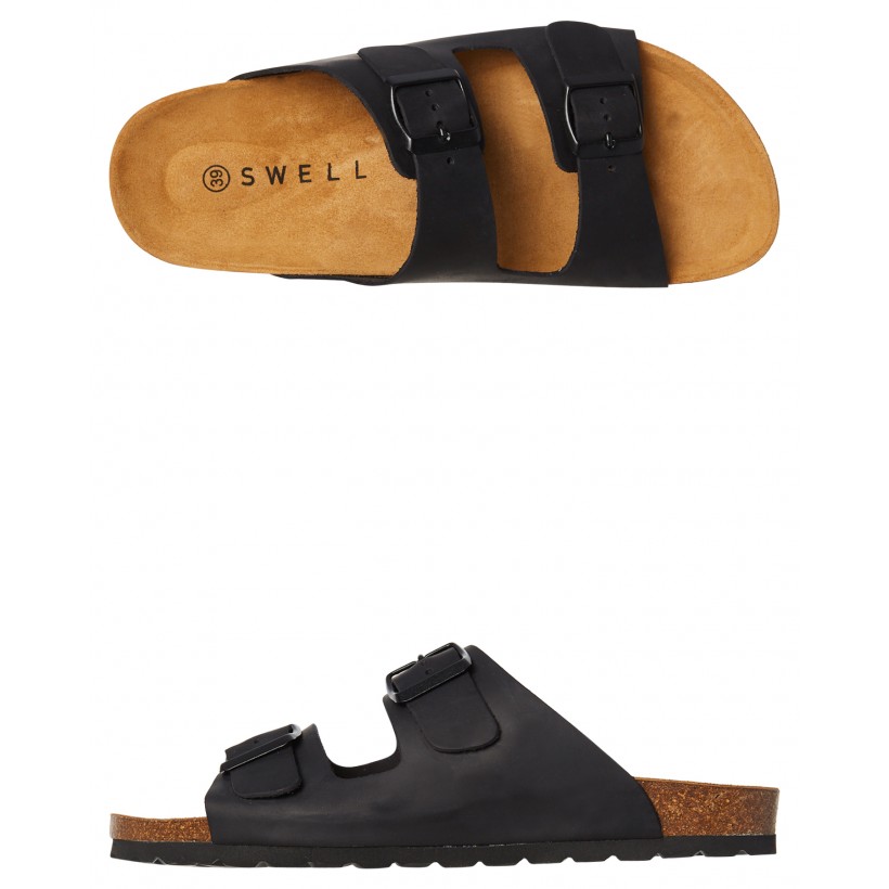 Santos Womens Leather Sandal Black By SWELL