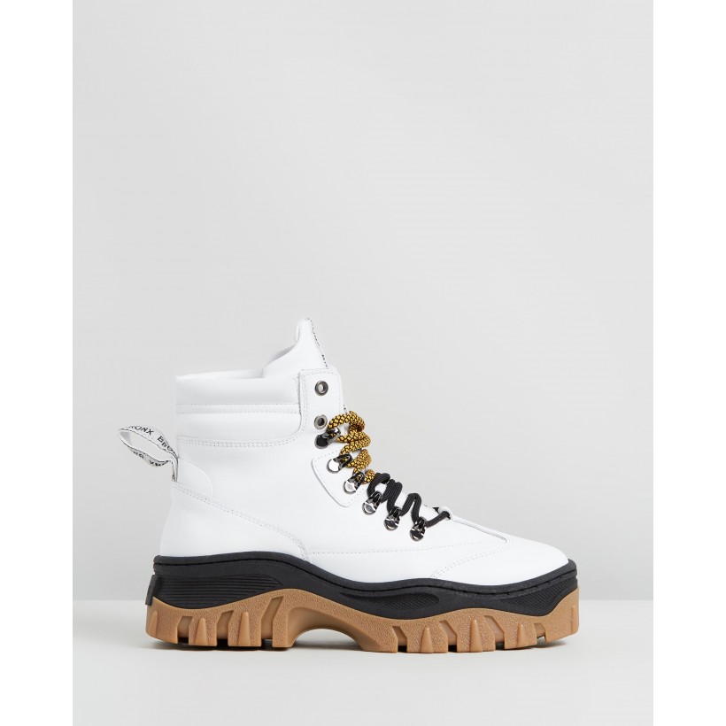 Jaxstar Leather Ankle Boots White, Black & Gum by Bronx