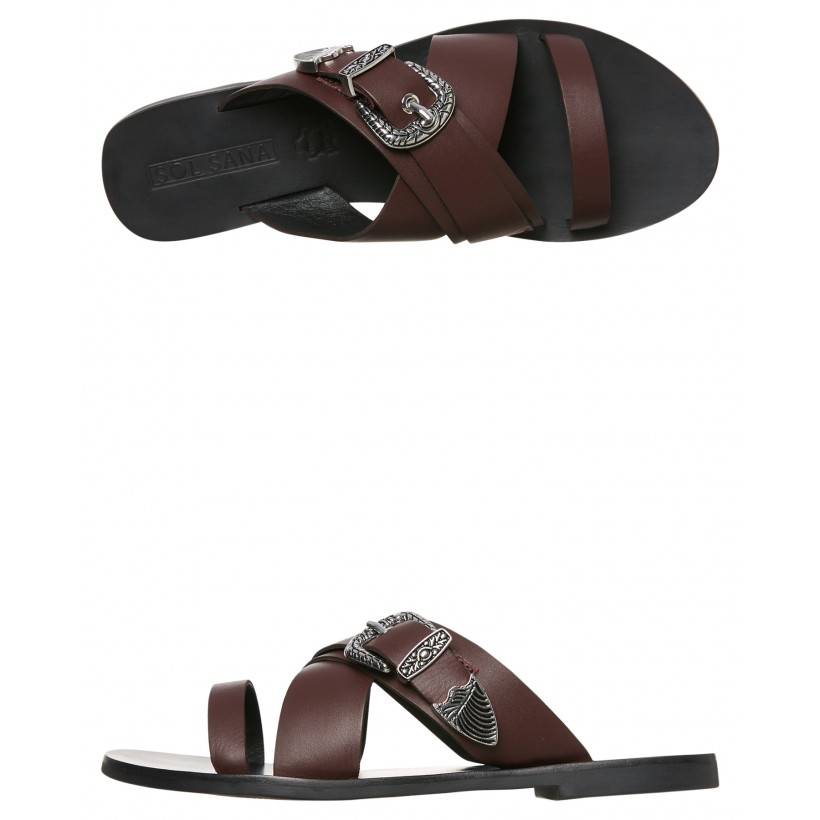 Womens Cassidy Leather Slide Burgandy By SOL SANA