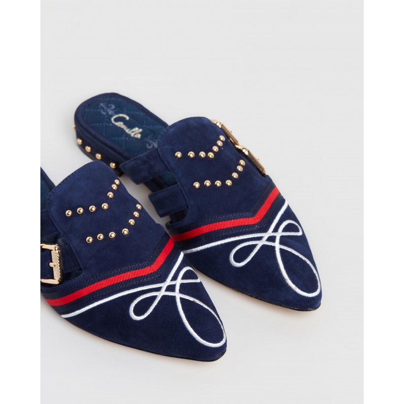 Buckle Slippers Navy by Camilla