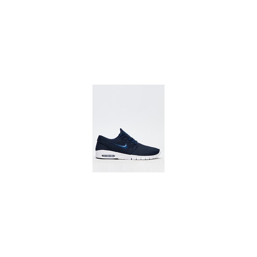 Janoski Max Shoes in Obsidian/Blue Force White by Nike