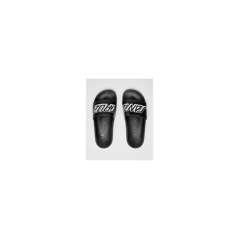Womens Classic Striped Slide Sandals in Black/White by Santa Cruz