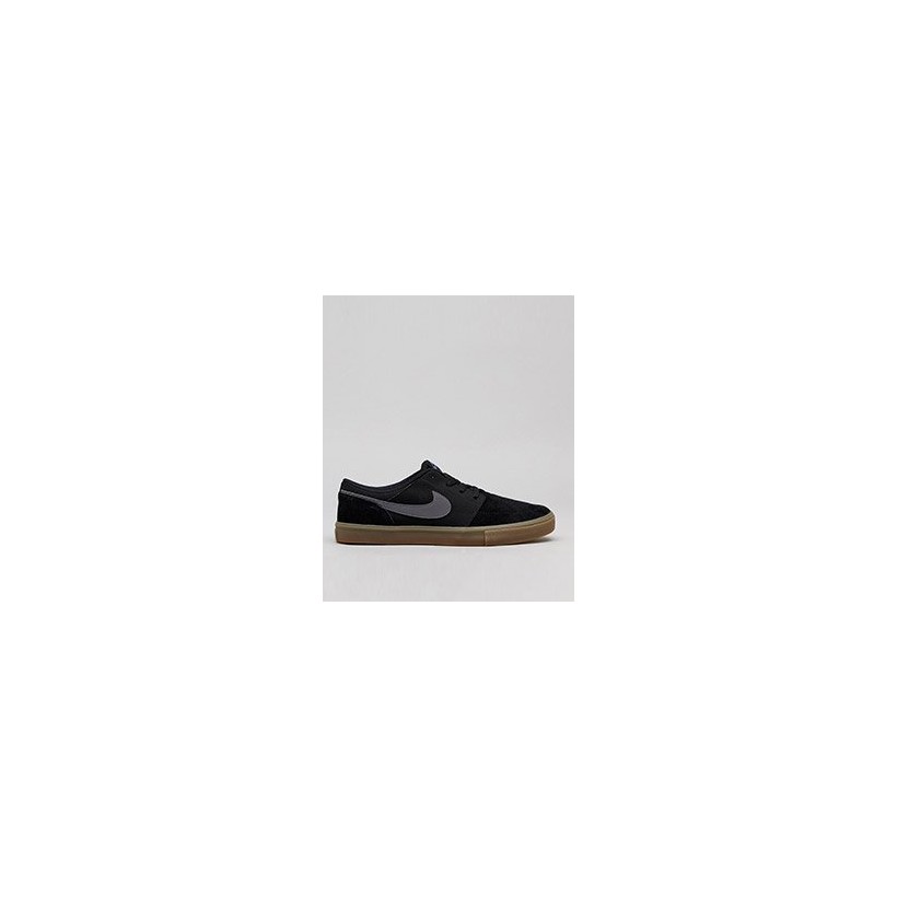 Portmore Shoes in Black/Dark Grey-Gum Light by Nike