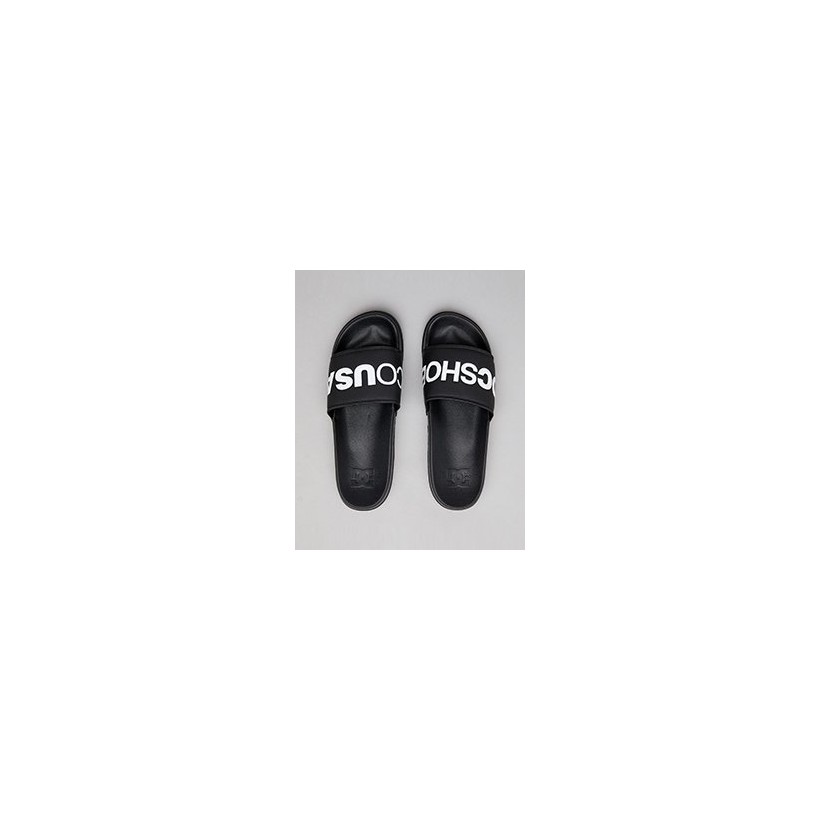 DC Slides in Black/White by DC Shoes