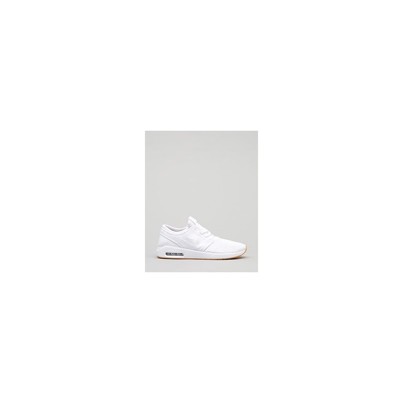 Janoski Air Max 2 Shoes in White/White-Gum Yellow by Nike
