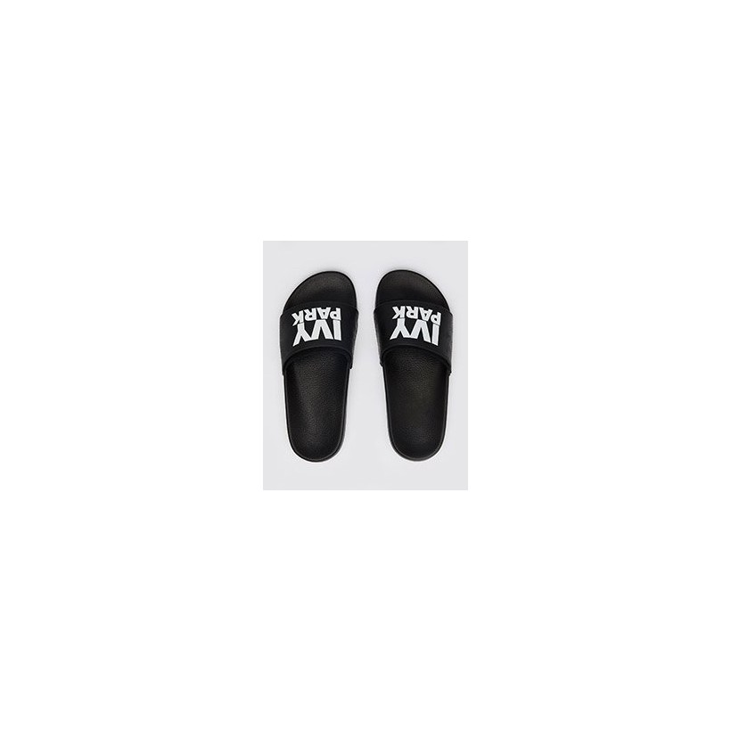 Womens Logo Slide Sandals in Black by Ivy Park